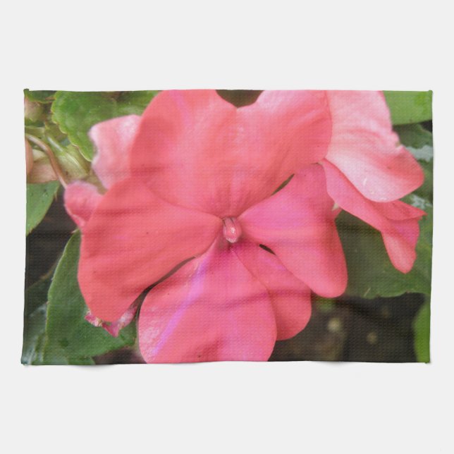 Pink Impatiens Flower Macro Kitchen Towel (Horizontal)