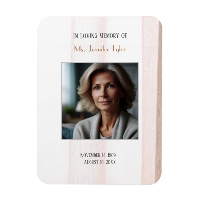 Pink In Loving Memory Elegant Funeral Memorial Magnet (Vertical)