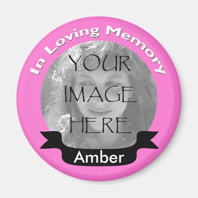 Pink In Loving Memory Photo Magnet (Front)