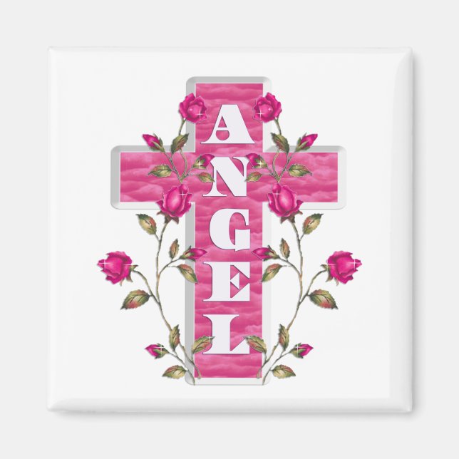 Pink In Memory Angel Magnet (Front)
