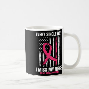 Pink In Memory Of My Niece Breast Cancer Usa Flag Coffee Mug