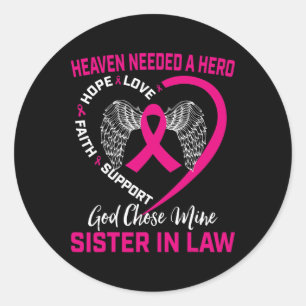Pink In Memory Of My Sister In Law Christian Breas Classic Round Sticker