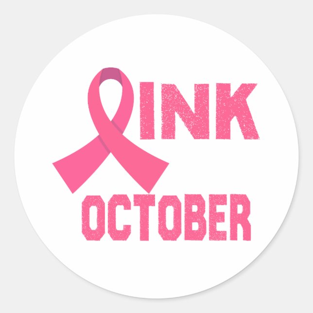 Pink in October Classic Round Sticker (Front)
