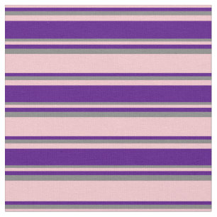 Pink, Indigo, and Grey Coloured Lined Pattern Fabric