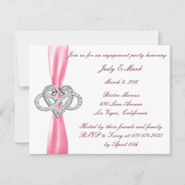 Pink Infinity Heart Engagement Party Invitation (Front)