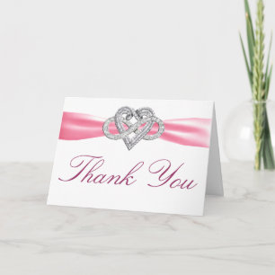 Pink Infinity Heart Thank You Card
