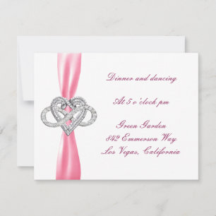 Pink Infinity Heart Wedding Reception Card