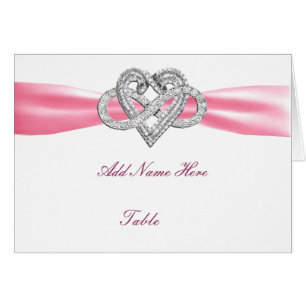 Pink Infinity Heart Wedding Table Place Card