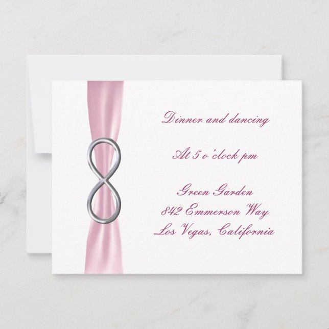 Pink Infinity Wedding Reception Card (Front)