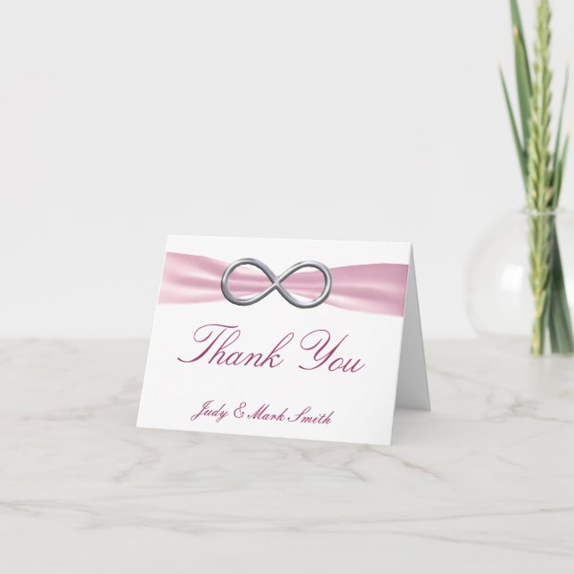 Pink Infinity Wedding Thank You Card (Front)