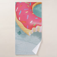 Pink inflatable doughnut floater