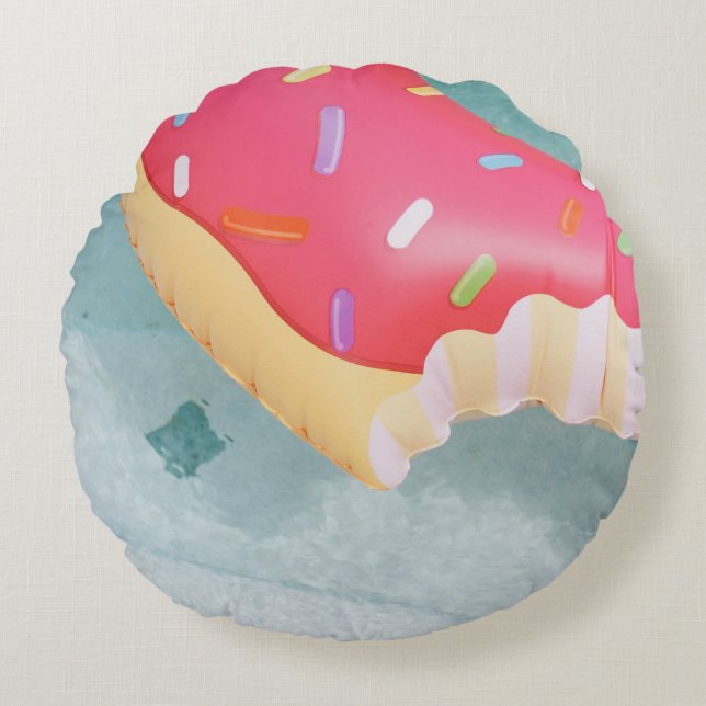 Pink inflatable doughnut floater round cushion (Front)