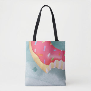 Pink inflatable doughnut floater tote bag