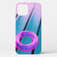 Pink inflatable ring on pool