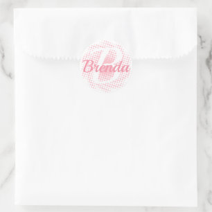 Pink Initial Letter Custom Name Classic Round Sticker