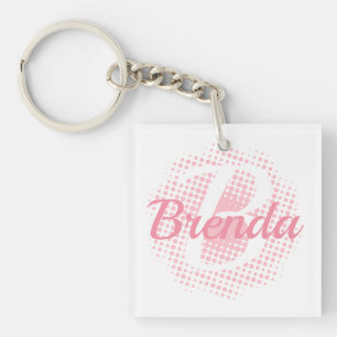 Pink Initial Letter Custom Name Key Ring