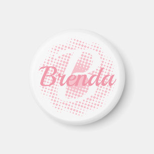 Pink Initial Letter Custom Name Magnet