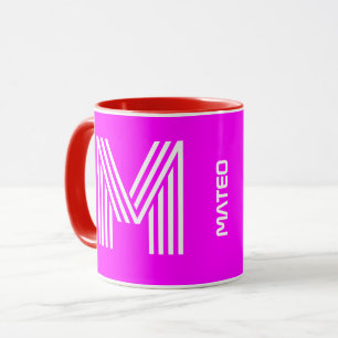 Pink Initial Monogram Ceramic Coffee Mug for Women