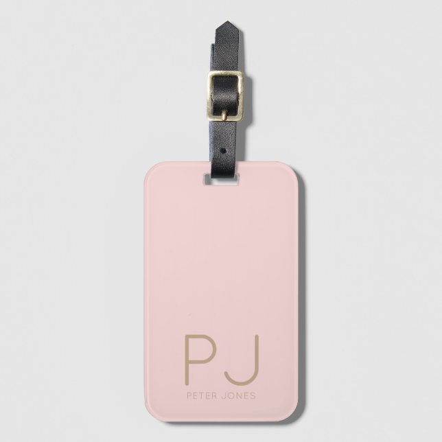 Pink initial Monogram Personalized Simple  Luggage Tag (Front Vertical)