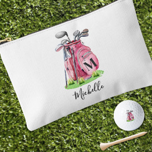 Pink Initial Name Monogram Accessory Pouch