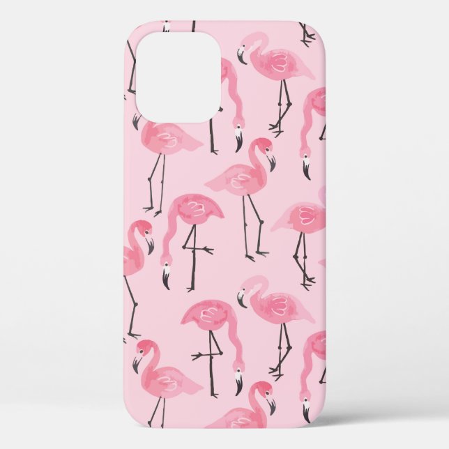 Pink ink flamingo set, tropical summer pattern vin Case-Mate iPhone case (Back)