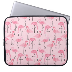 Pink ink flamingo set, tropical summer pattern vin laptop sleeve