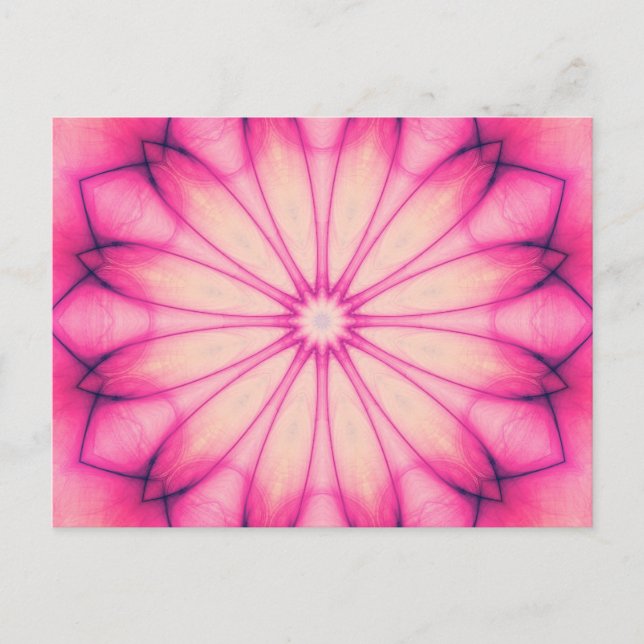 Pink Ink Flower Mandala Postcard (Front)
