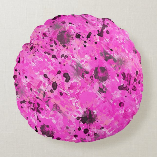 Pink Ink Round Cushion (Front)