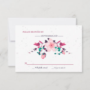 Pink Inspiration Floral RSVP Card