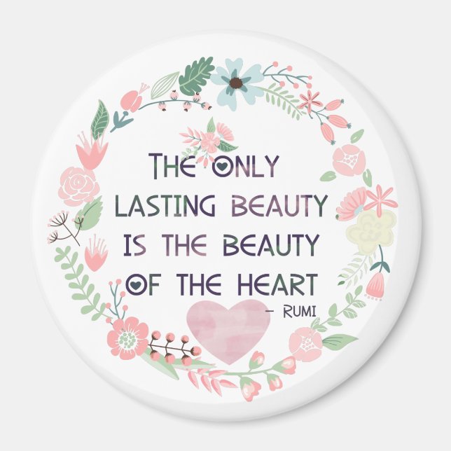 Pink Inspirational Beauty of the Heart Rumi Magnet (Front)