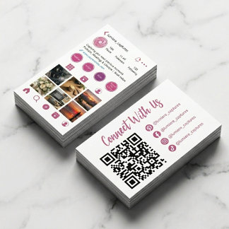 Pink Instagram Style Photo Grid QR Code Business Card