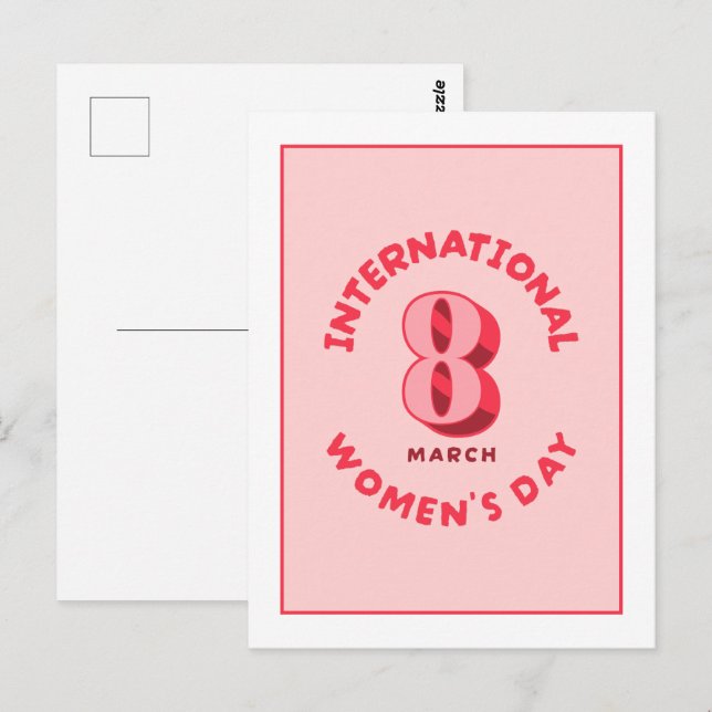 Pink International Women's Day 8th March Postcard (Front/Back)