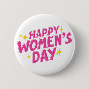 Pink International Women's Day Typography 6 Cm Round Badge