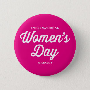Pink International Women's Day Typography I 6 Cm Round Badge