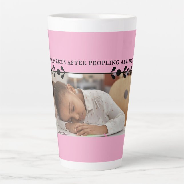 Pink Introvert Meme Latte Mug (Front)
