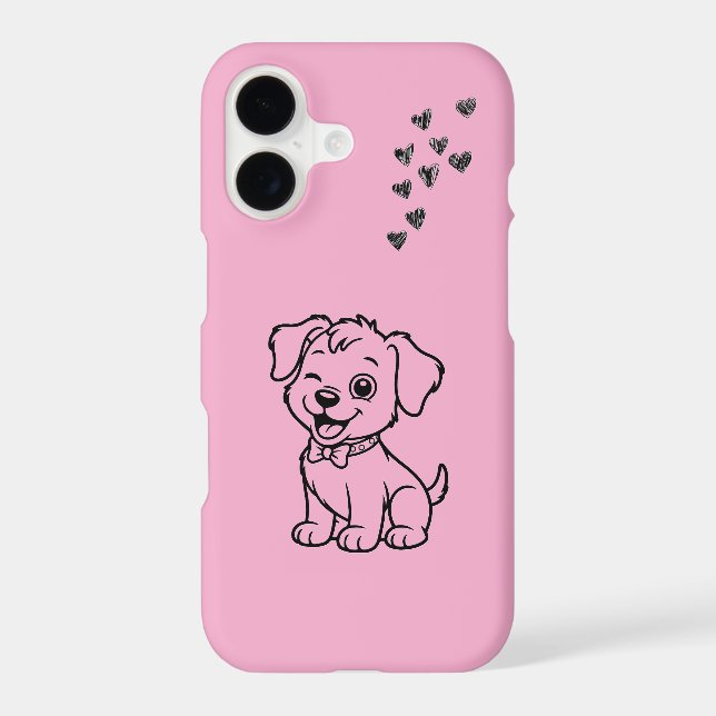 Pink iPhone 17 Case with Cute Puppy Design (Back)