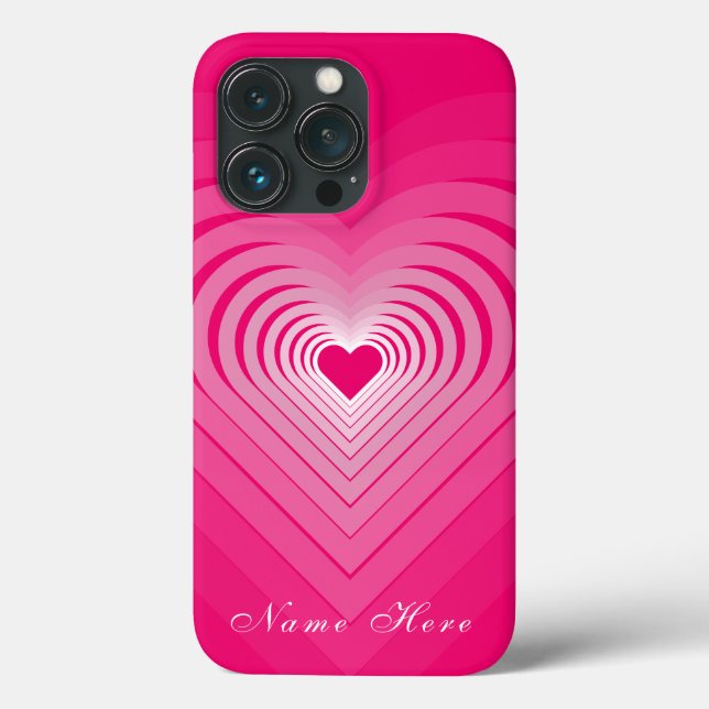 Pink iPhone Case with Hearts and Custom Name (Back)