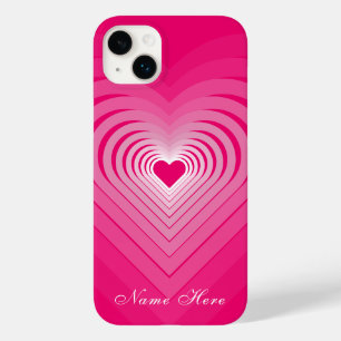 Pink iPhone Case with Hearts Custom Your Name