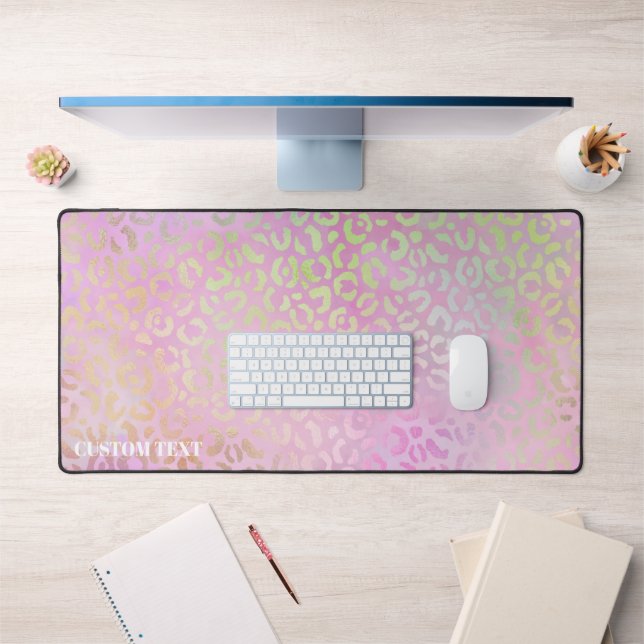 Pink Iridescent Animal Print Large Extended Custom Desk Mat (Office 1)
