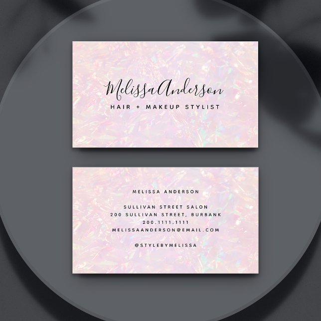Pink Iridescent Calligraphy Business Card (Creator Uploaded)