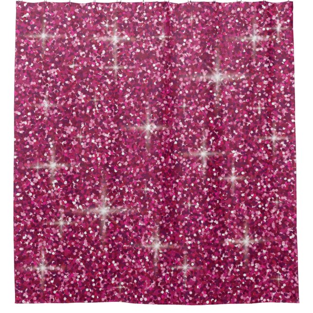 Pink iridescent glitter shower curtain (Front)