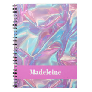Pink Iridescent Holographic Custom Name Notebook