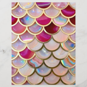 Pink Iridescent Mermaid Scales Scrapbook Paper