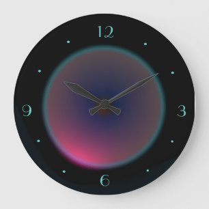 Pink Iridescent Moon on Black > Wall clock