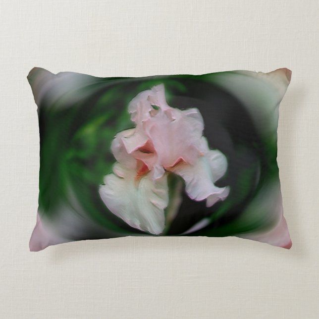 Pink Iris Floral Abstract Art  Decorative Cushion (Front)