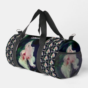 Pink Iris Flower Abstract Art Personalised Duffle Bag