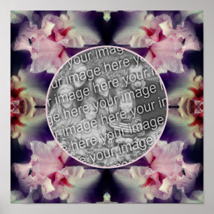Pink Iris Flower Frame Create Your Own Photo Poster