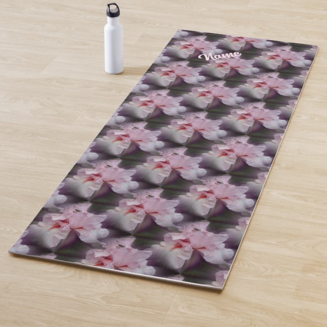 Pink Iris Flower Nature Art Personalised Yoga Mat (In Situ)