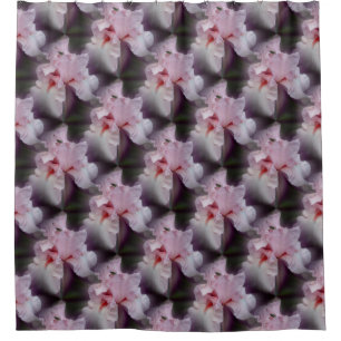 Pink Iris Flower Pattern Shower Curtain