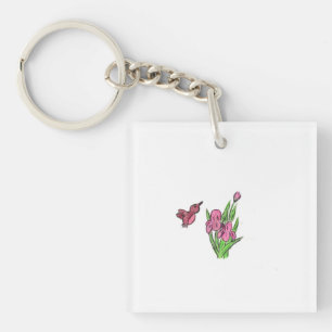 Pink Iris  Key Ring